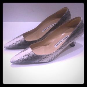 Manila Blahnik snake kitten heel